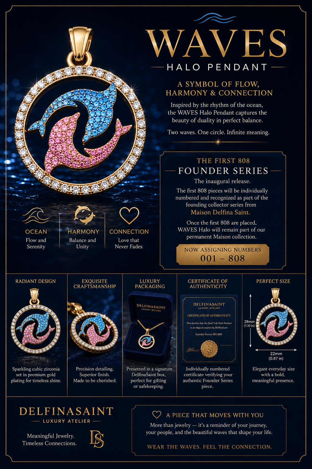 WAVES Duo Halo Pendant • Founder Series